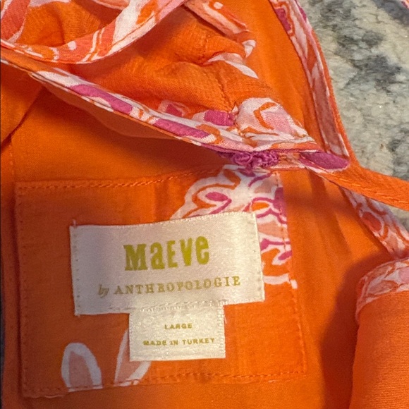 Maeve Anthropologie Orange and Pink Floral Flounced Hem Halter Maxi Size Large - Picture 4 of 7
